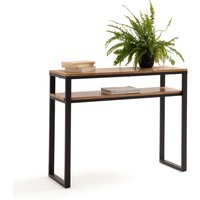 Hiba Solid Oak and Steel Console Table with 2 Shelves - Retrocow