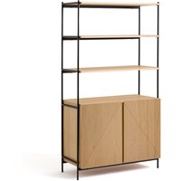 Les Signatures - Lodge Oak Veneer and Metal Wardrobe Module with 3 Shelves and - Retrocow