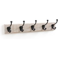 Logas Solid Mango Wood Coat Rack with 5 Metal Double Hooks - Retrocow