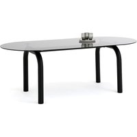Polly Smoked Glass and Steel Table - Retrocow