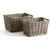 Semra Set of 2 Nesting Baskets in Woven Rattan - Retrocow
