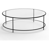Sybil Two-Tier Round Coffee Table in Tempered Glass - Retrocow