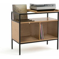 Volga 87cm Oak and Metal Vinyl Cabinet - Retrocow