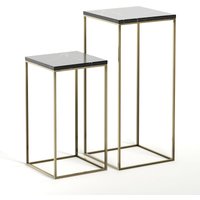 Set of 2 Mahaut Marble & Metal Side Tables - Retrocow